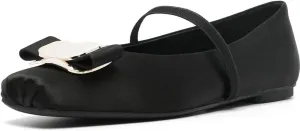 Divanne Ballet Flats for Women, Bowtie Mary Jane Flats Square Toe Ballerina Shoes with Strap