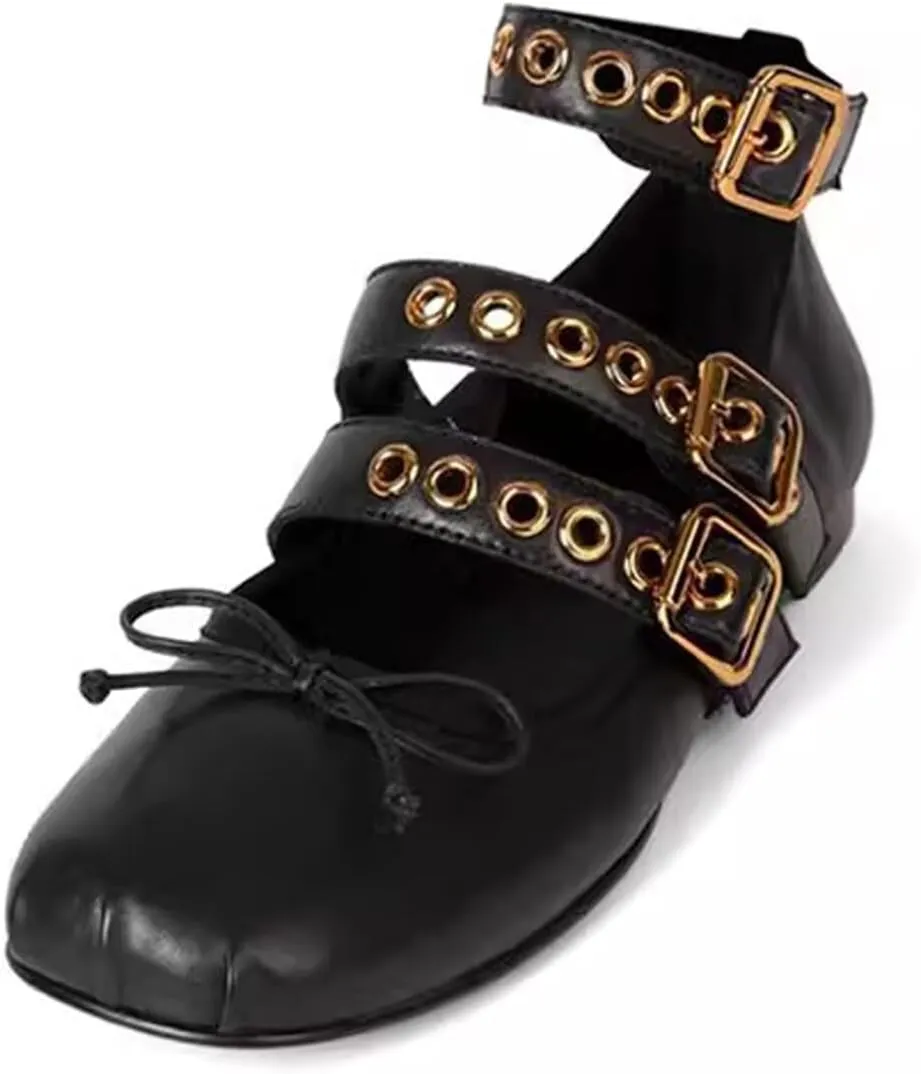 Divanne Ballet Flats for Women, Cross-Strap Ballerina Shoes Bowtie Mary Jane Flats Dress Ballet Shoes with Ankle Strap