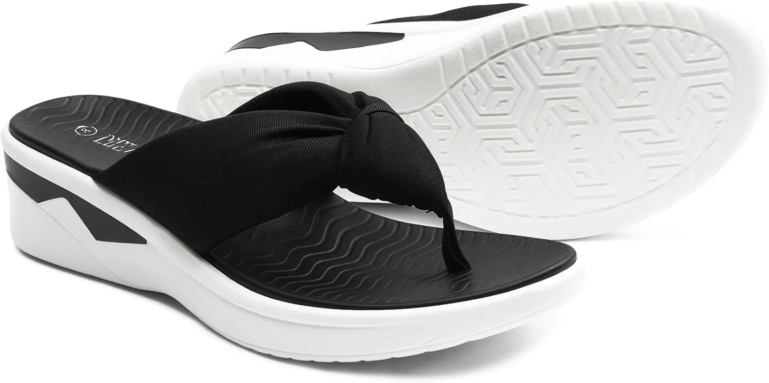 DREAM PAIRS Women Platform Flip Flops for Women Soft Thong Sandals Summer Casual Lightweight Comfortable Flat Slippers Walking Shopping Gathering Vacation Shoes