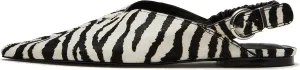 DREAMCIA Slingback Flats for Women Pointed Toe Flats Slip On Casual Office Shoes for Women Zebra Buckle 10