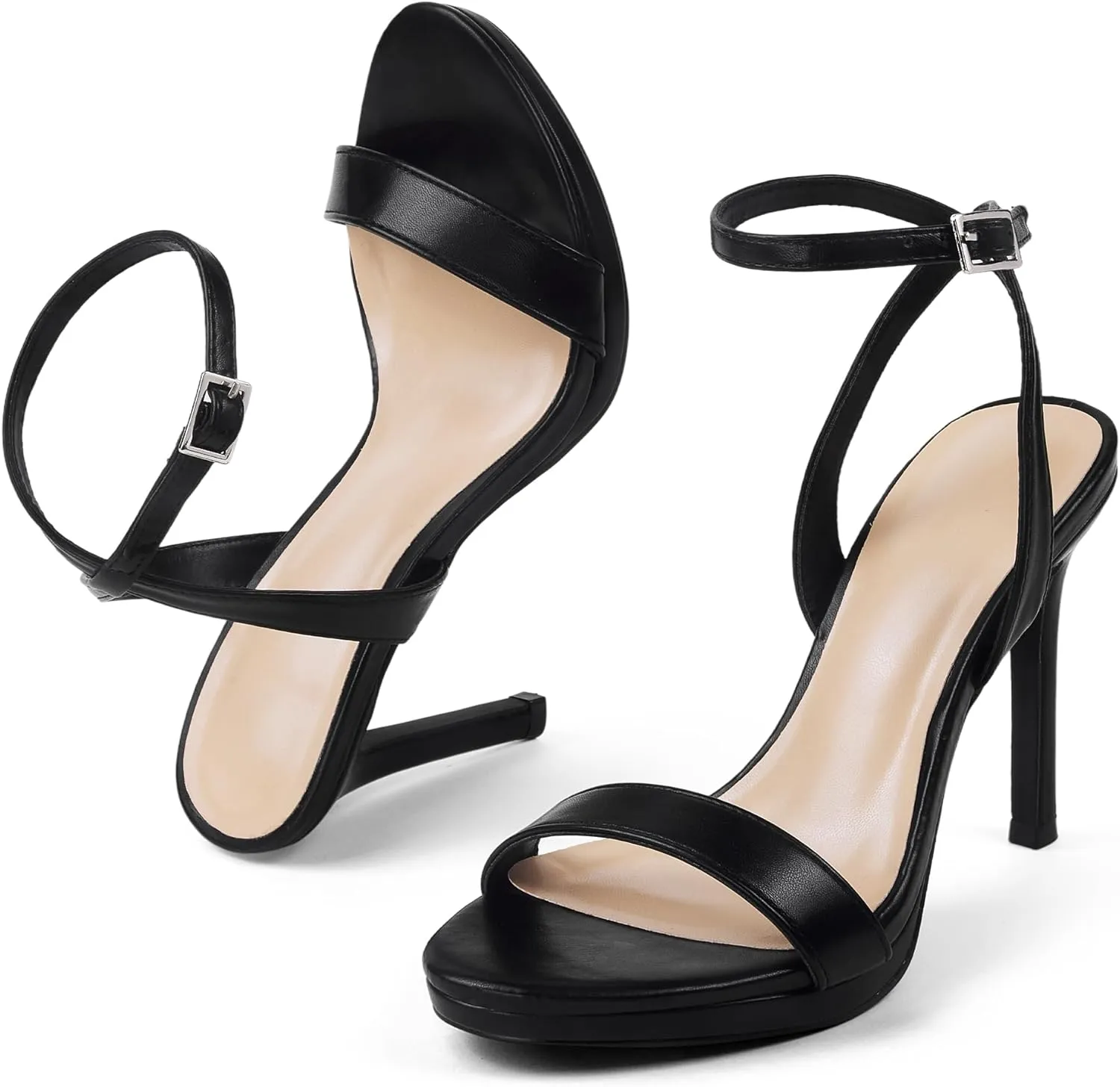 Elisabet Tang Women's Open Toe Heeled Sandals Round Toe Shoes Stiletto Heels Strappy Sandals For Women Sexy Dress Shoes