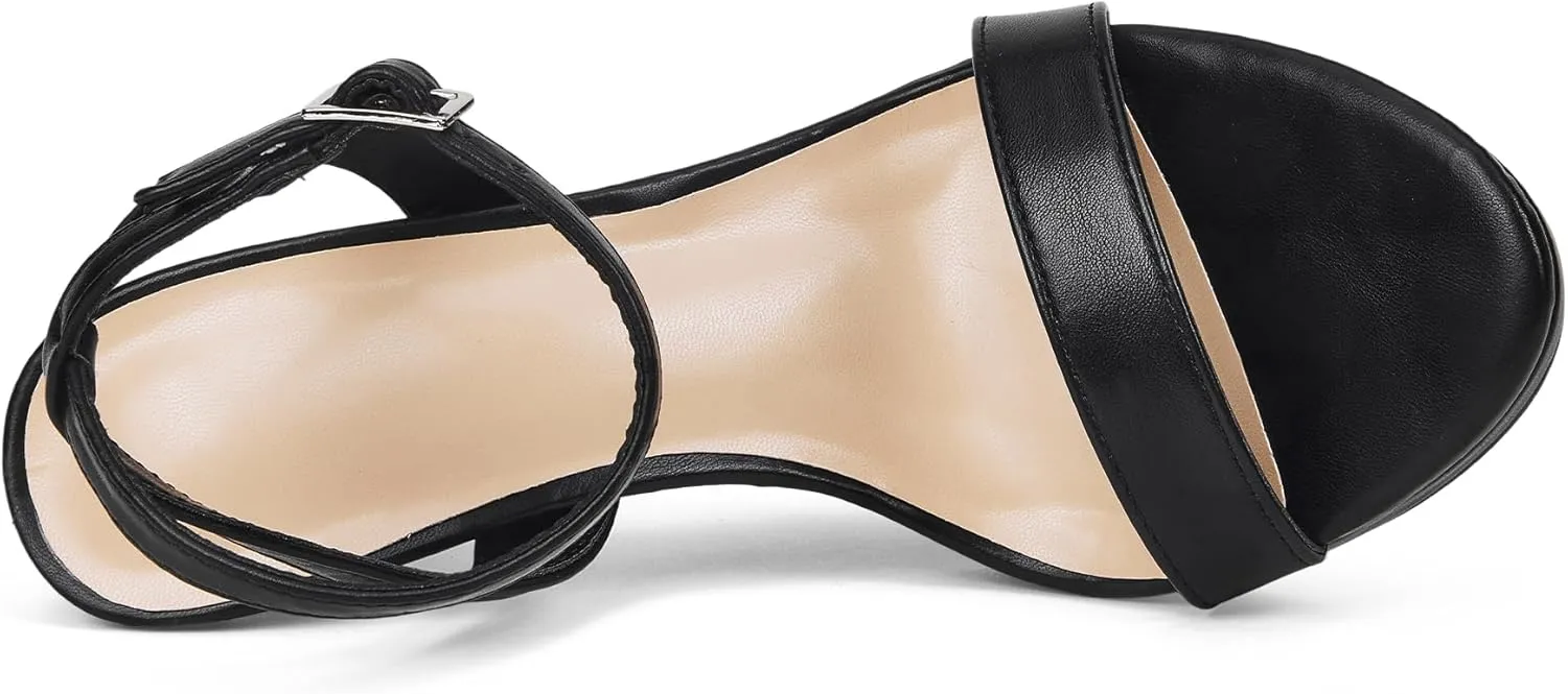 Elisabet Tang Women's Open Toe Heeled Sandals Round Toe Shoes Stiletto Heels Strappy Sandals For Women Sexy Dress Shoes