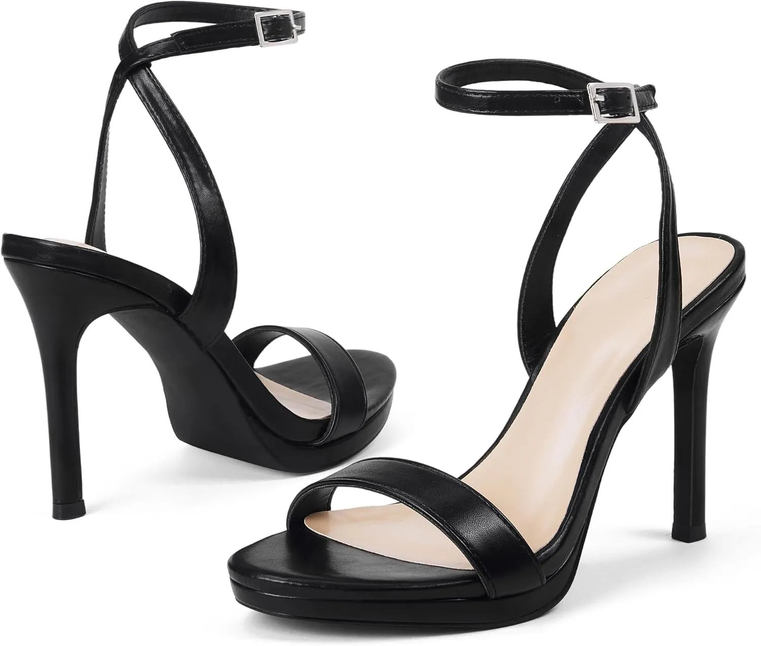 Elisabet Tang Women's Open Toe Heeled Sandals Round Toe Shoes Stiletto Heels Strappy Sandals For Women Sexy Dress Shoes
