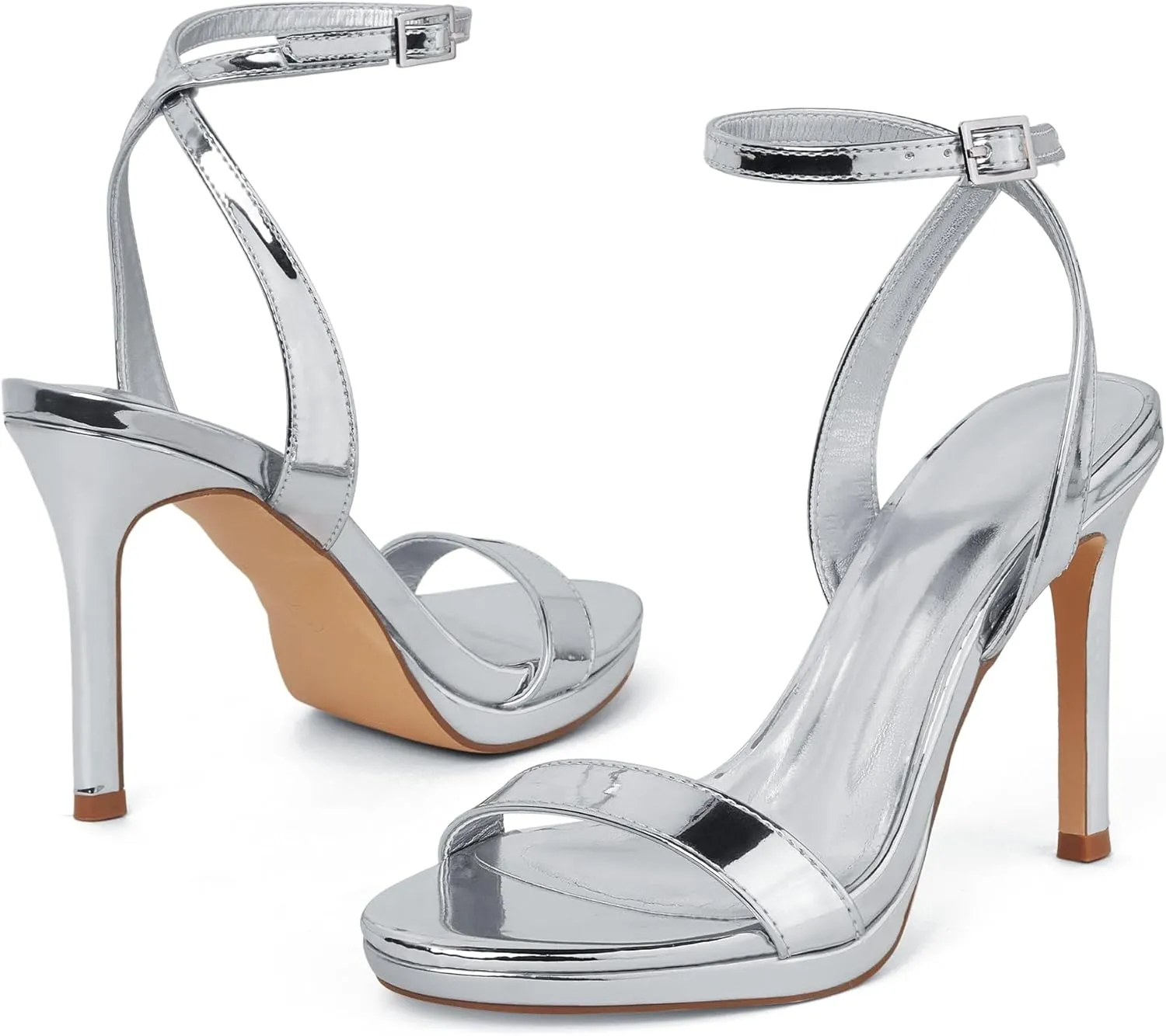 Elisabet Tang Women's Open Toe Heeled Sandals Round Toe Shoes Stiletto Heels Strappy Sandals For Women Sexy Dress Shoes