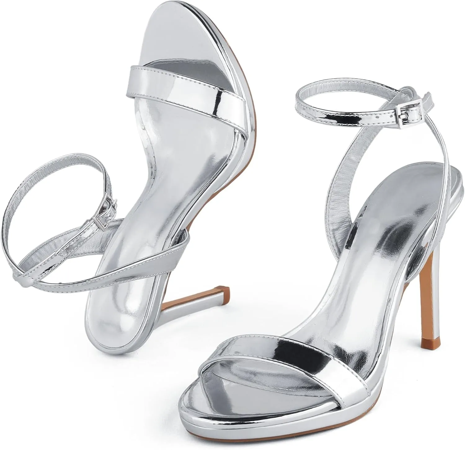 Elisabet Tang Women's Open Toe Heeled Sandals Round Toe Shoes Stiletto Heels Strappy Sandals For Women Sexy Dress Shoes