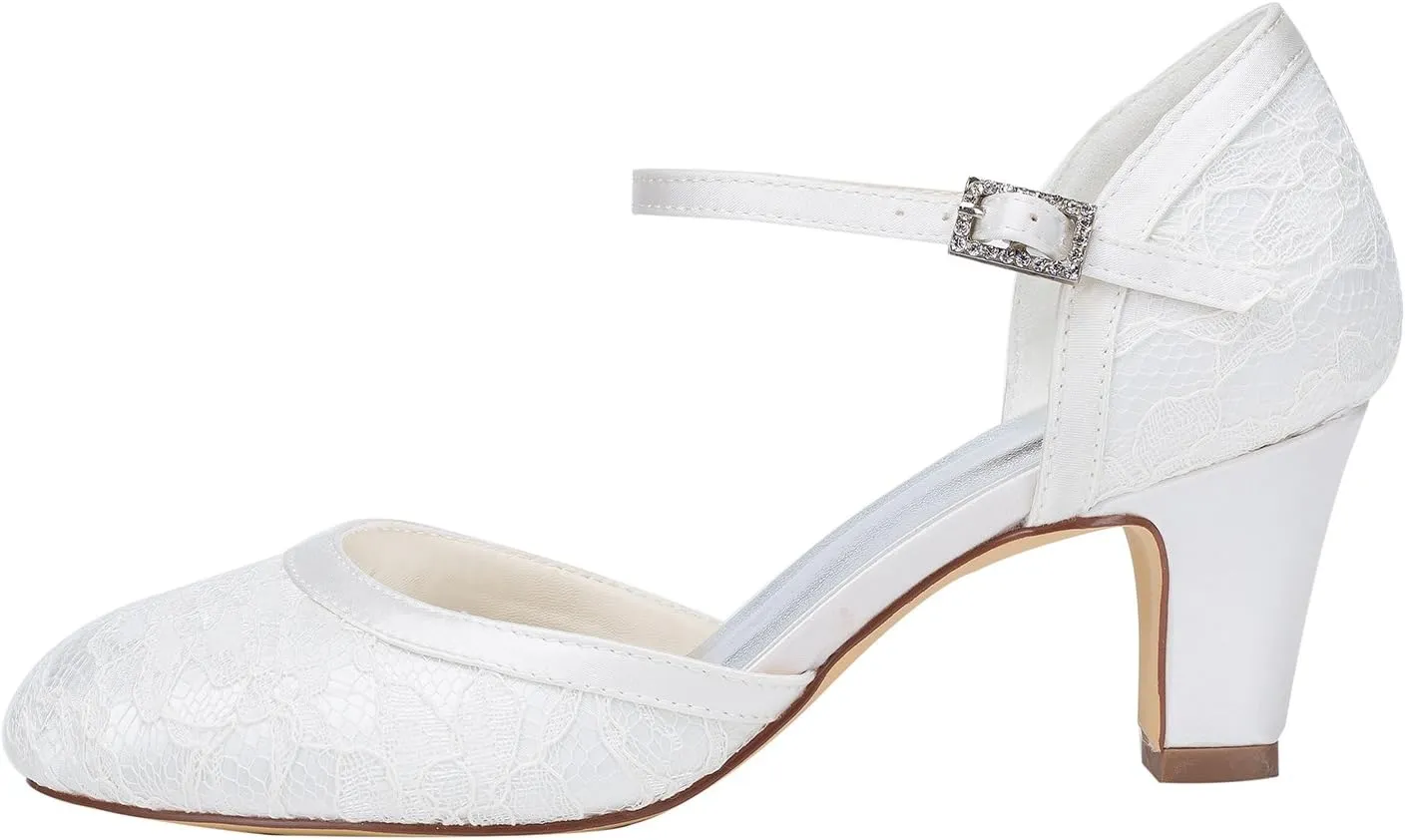 Emily Bridal Wedding Shoes Women's Lace Satin Stiletto Heel Pumps Sandals