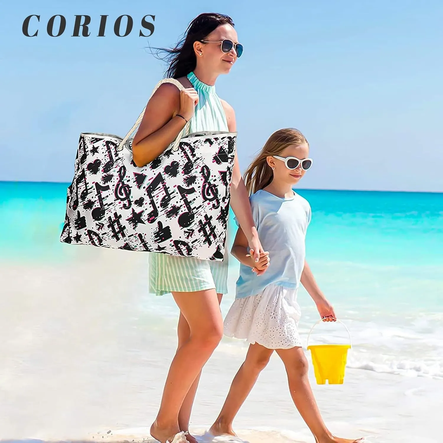 Fashion Women Beach Bag Oxford Summer Tote Bag Large Capacity Shoulder Bag Handbag Striped Pool Bag