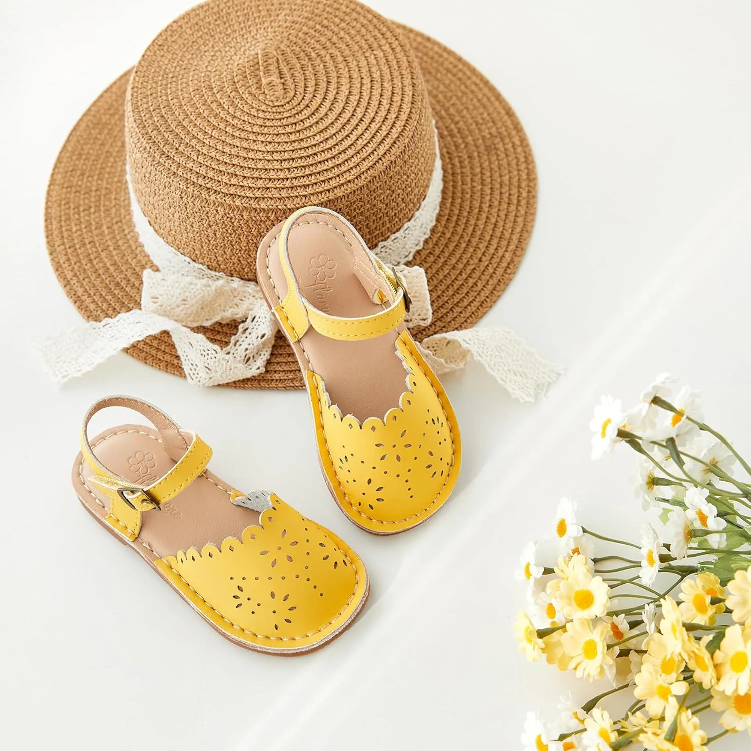 Flaryzone Toddler Little Girls Glitter Flower Open-Toe Flat Dress Sandals Summer Shoes