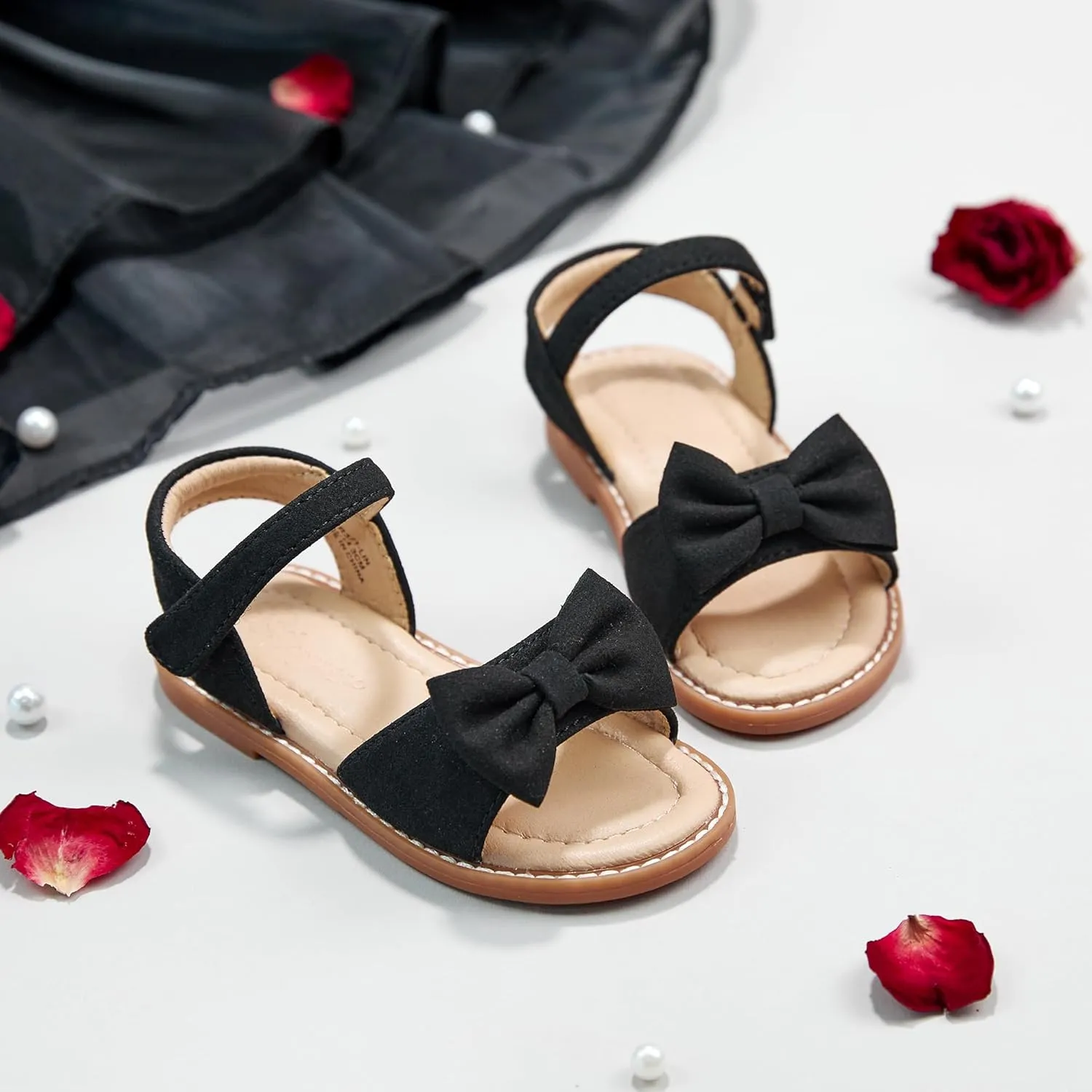 Flaryzone Toddler Little Girls Glitter Flower Open-Toe Flat Dress Sandals Summer Shoes