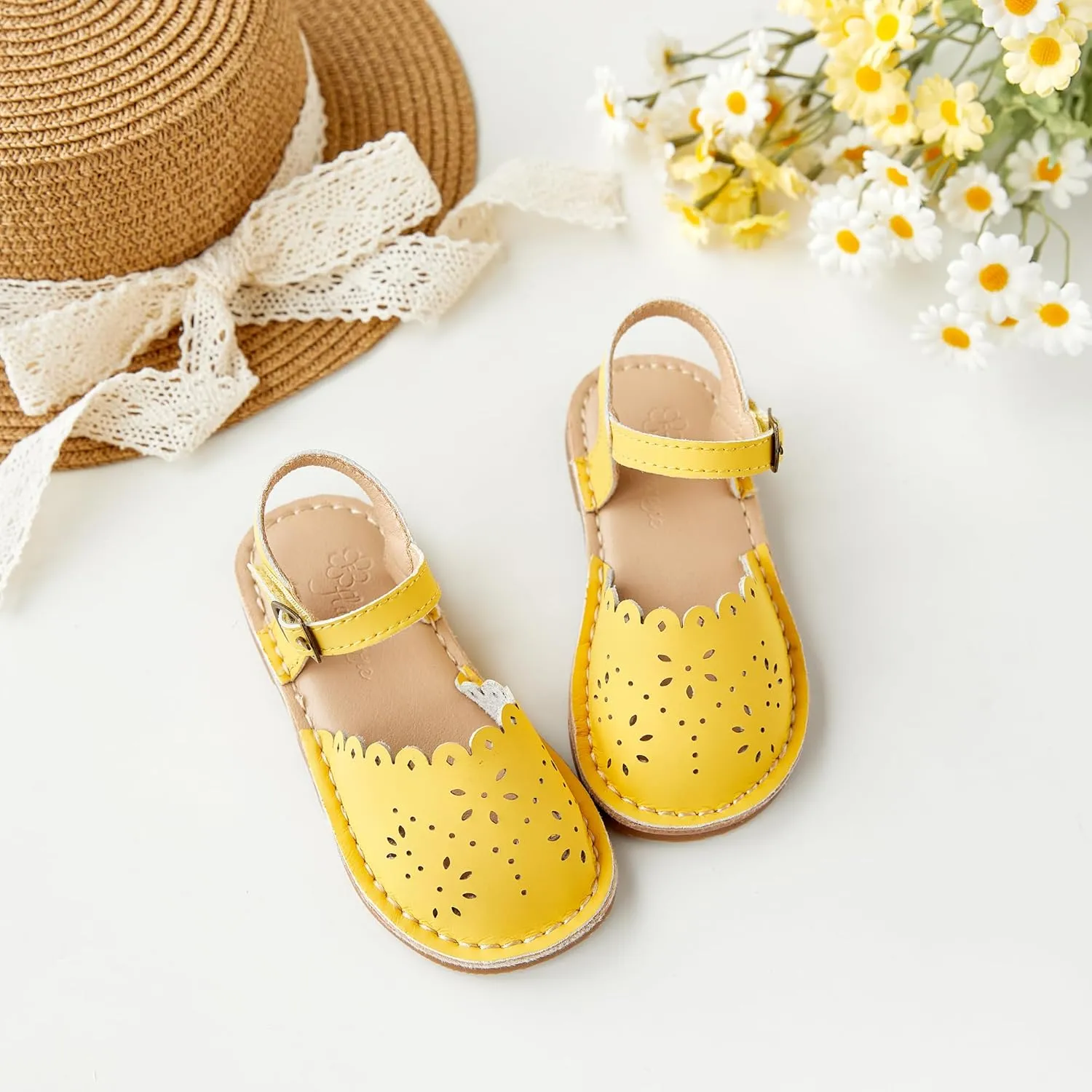 Flaryzone Toddler Little Girls Glitter Flower Open-Toe Flat Dress Sandals Summer Shoes