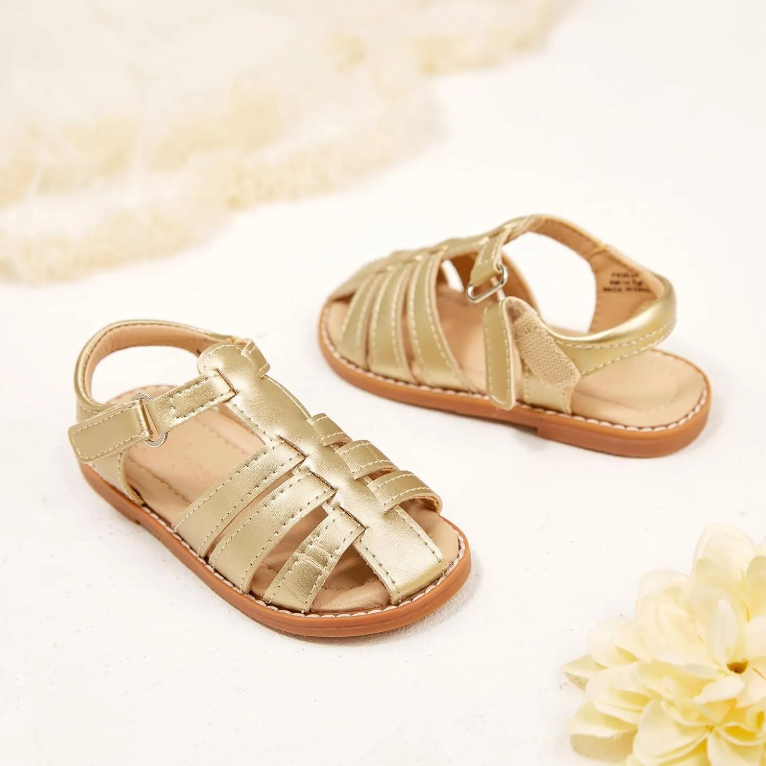 Flaryzone Toddler Little Girls Glitter Flower Open-Toe Flat Dress Sandals Summer Shoes