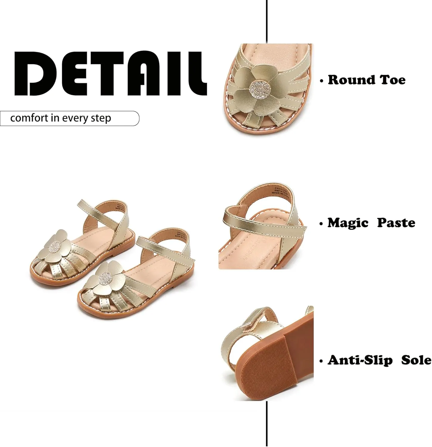 Flaryzone Toddler Little Girls Glitter Flower Open-Toe Flat Dress Sandals Summer Shoes