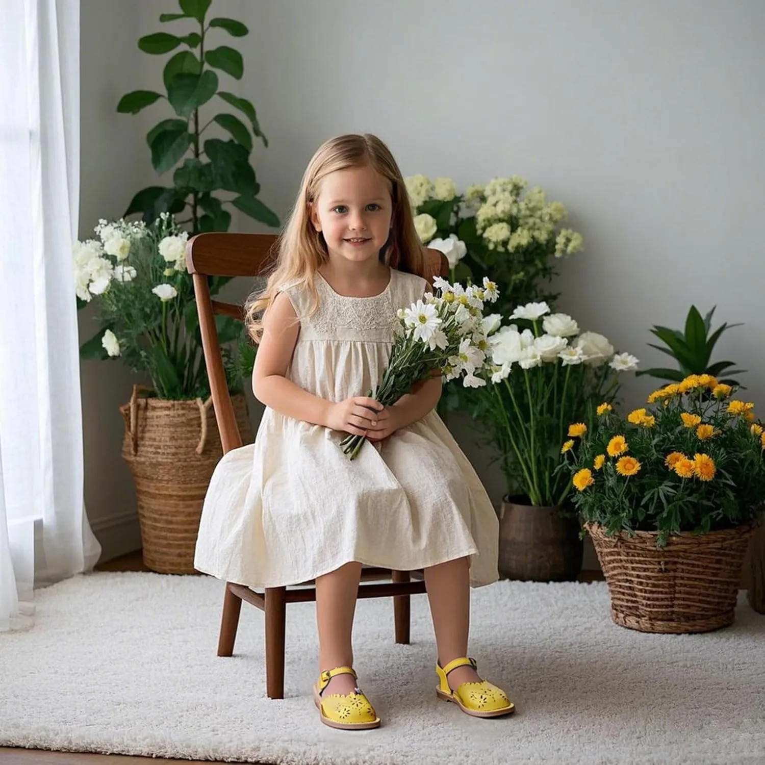 Flaryzone Toddler Little Girls Glitter Flower Open-Toe Flat Dress Sandals Summer Shoes