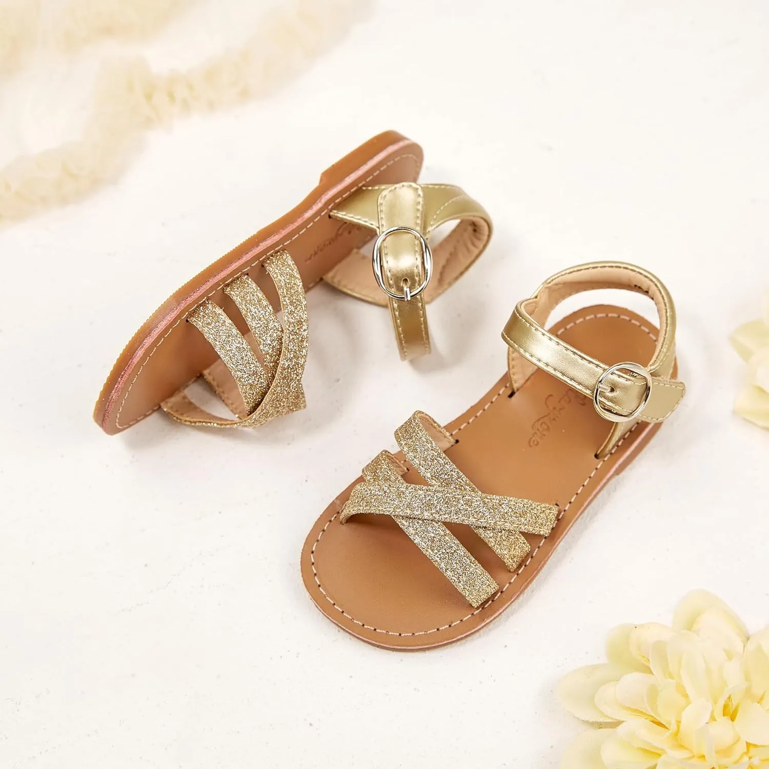 Flaryzone Toddler/Little Kids' Classic Rome Open-Toe Flat Sandals