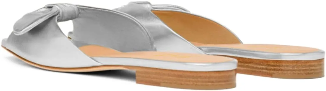 FOWT Women Open Square Toe Twist Knot Flat Sandals Comfortable Insole Slip on Mules Casual Summer Beach Daily Wear Slippers Size 4-16 US