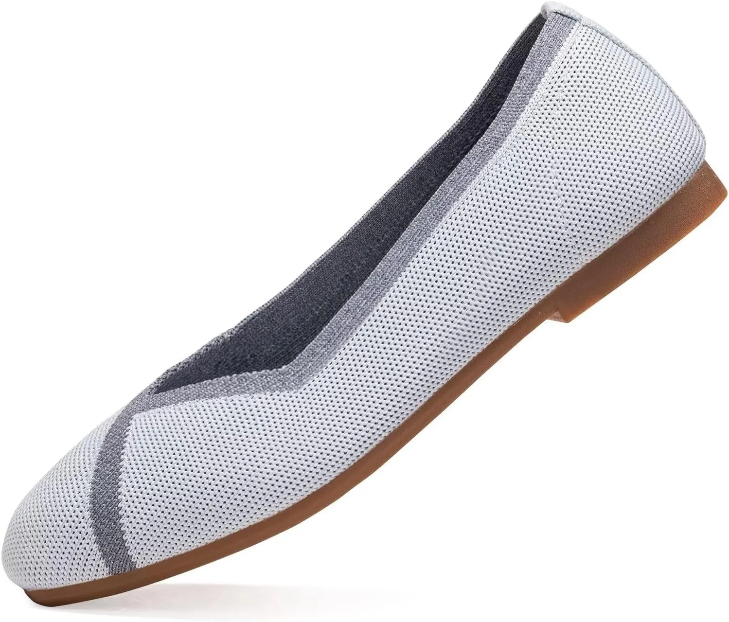 Frank Mully Womens Square Toe Flat Shoes Comfortable Knitted Flats Work Flats for Woman