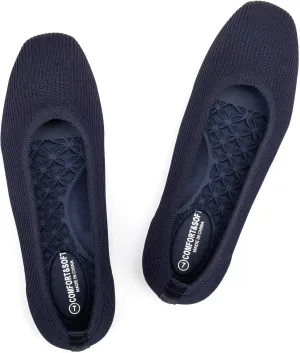 Frank Mully Womens Square Toe Flat Shoes Comfortable Knitted Flats Work Flats for Woman