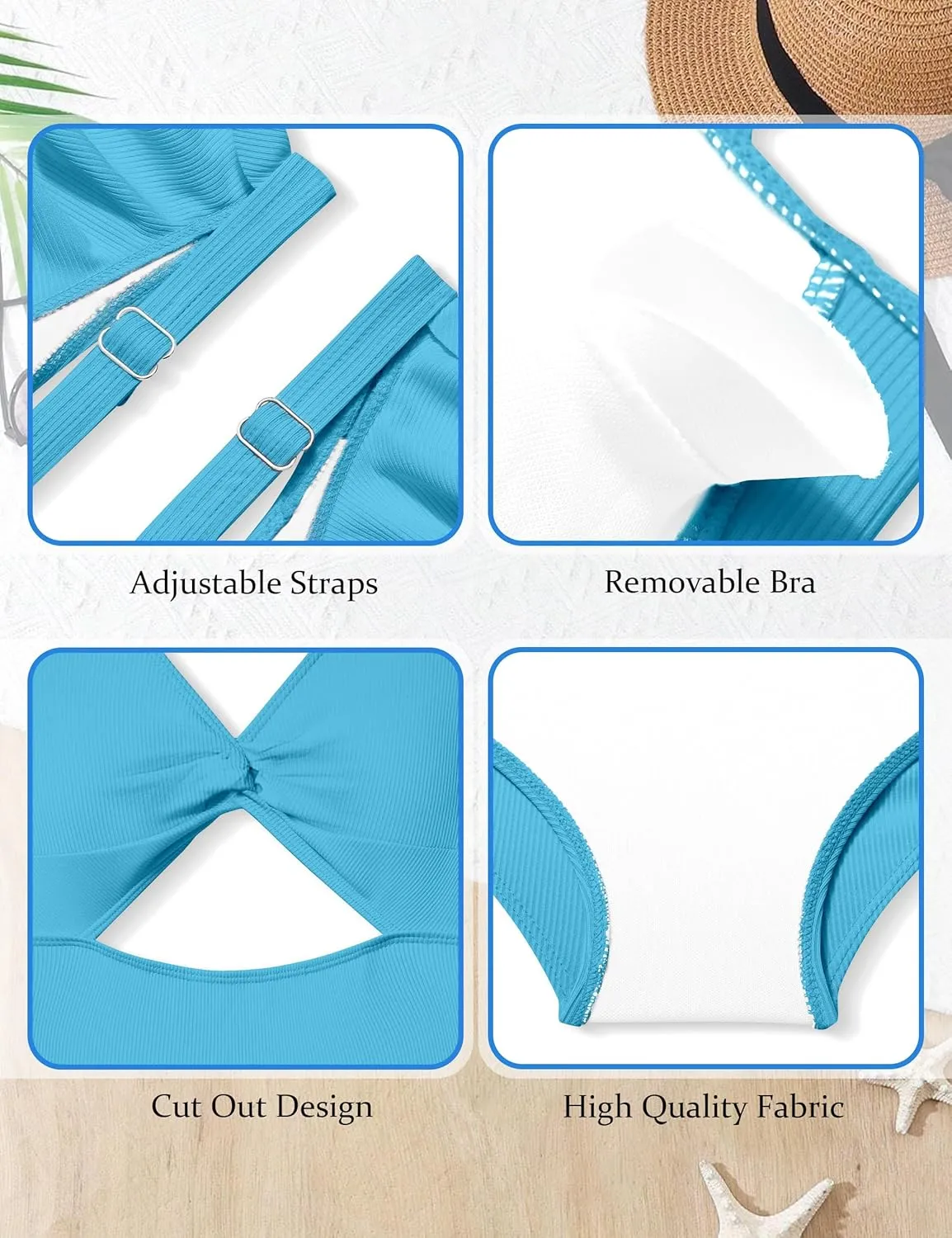 Girls One Piece Swimsuit Cut Out Ruffle Bathing Suit Twist V Neck Swimwear Solid Color with Cover Up Skirt 7-18T