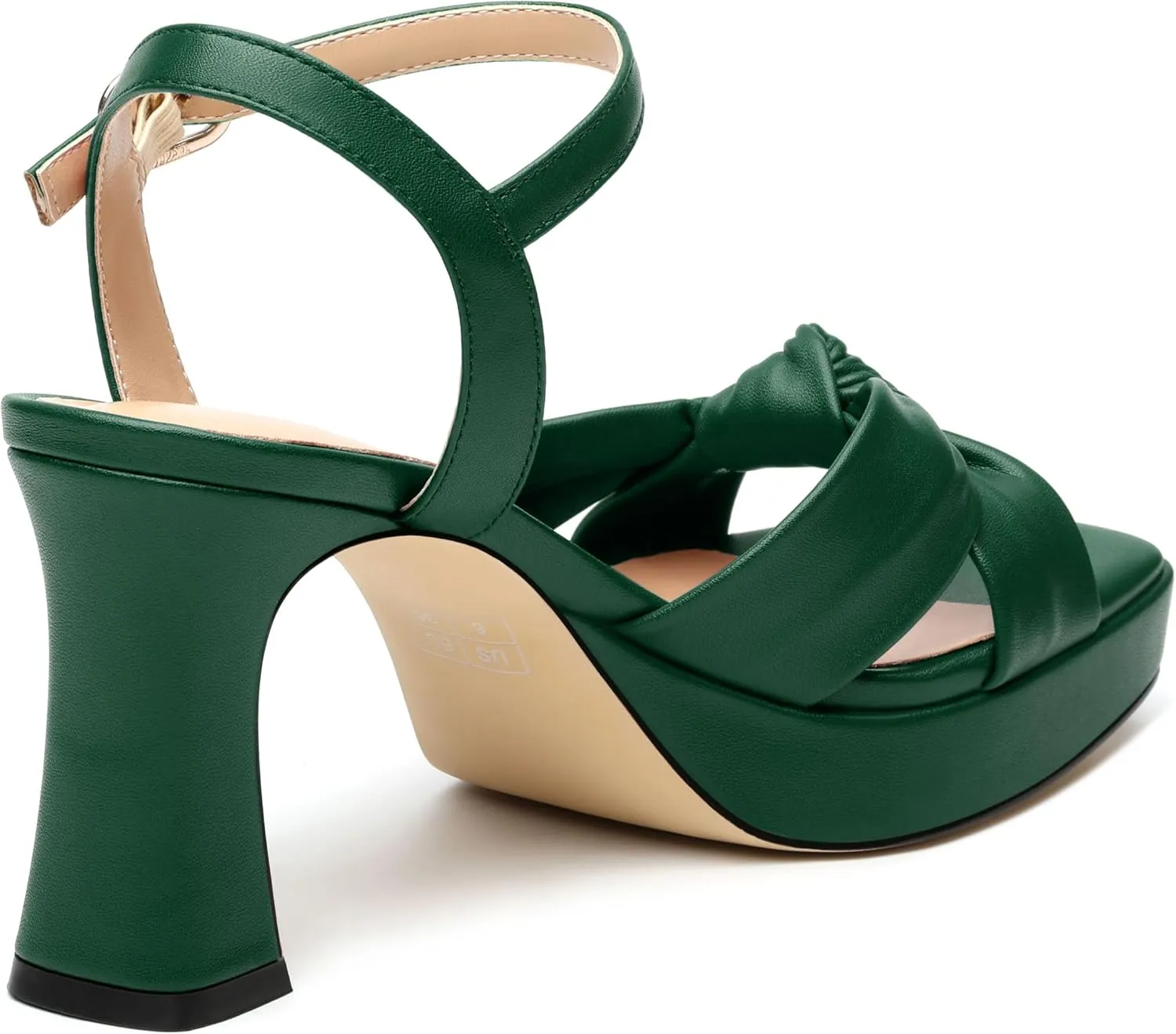 GOFOUTHAT Platform Chunky Heels for Women Square Open Toe Heeled Sandals with Ankle Strap 3.2 Inch Prom Wedding Party Dress Sandals