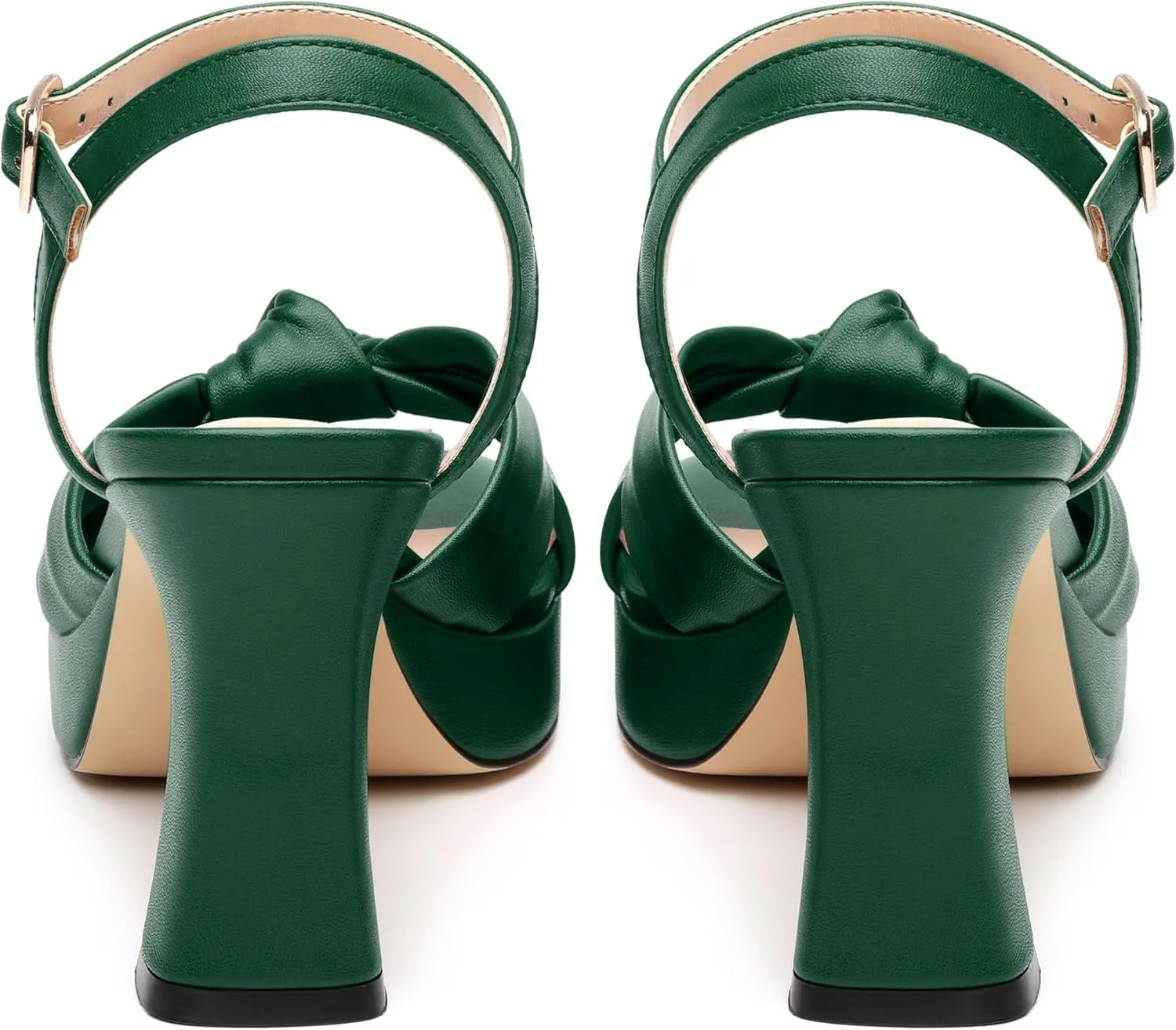 GOFOUTHAT Platform Chunky Heels for Women Square Open Toe Heeled Sandals with Ankle Strap 3.2 Inch Prom Wedding Party Dress Sandals