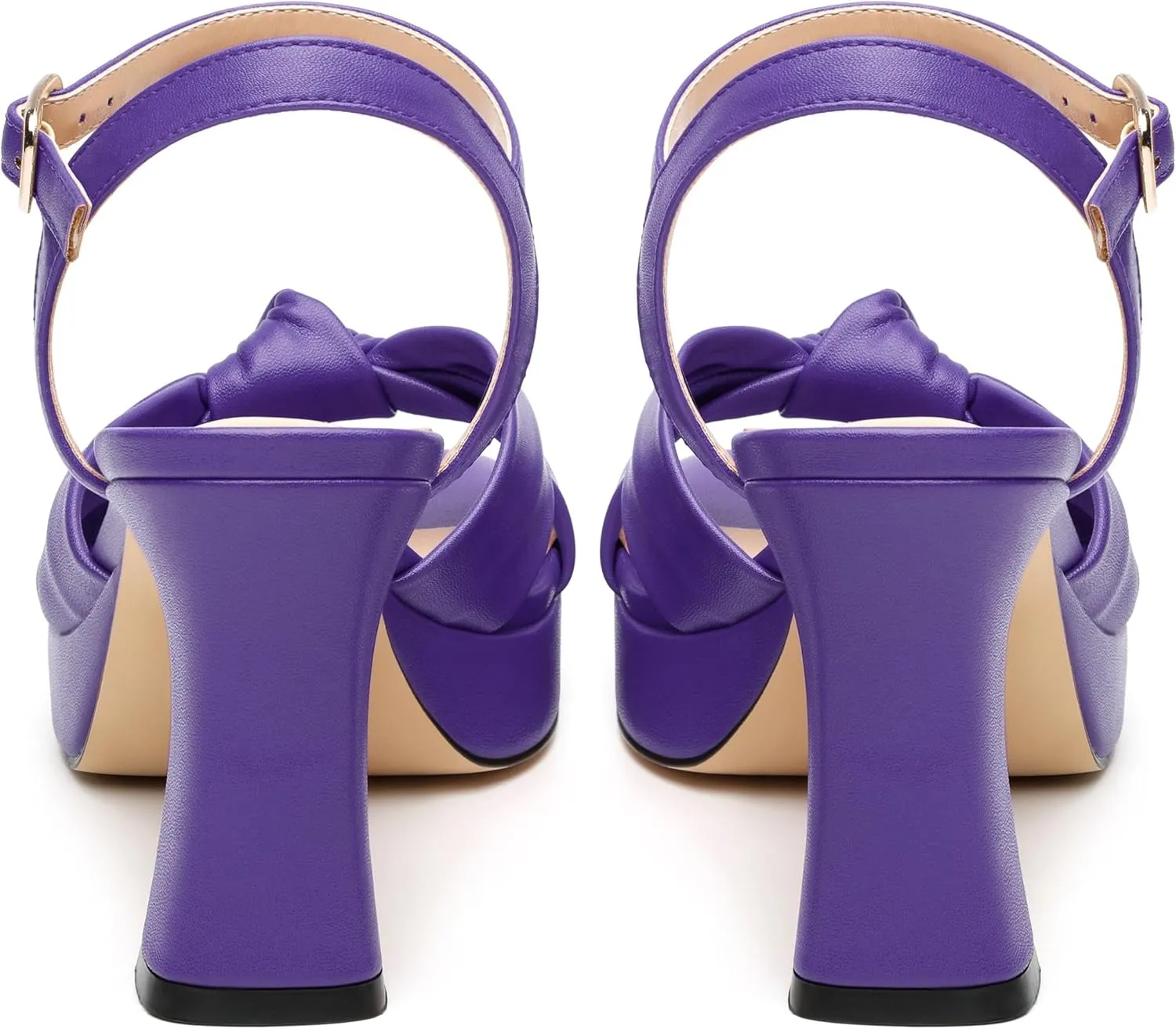 GOFOUTHAT Platform Chunky Heels for Women Square Open Toe Heeled Sandals with Ankle Strap 3.2 Inch Prom Wedding Party Dress Sandals