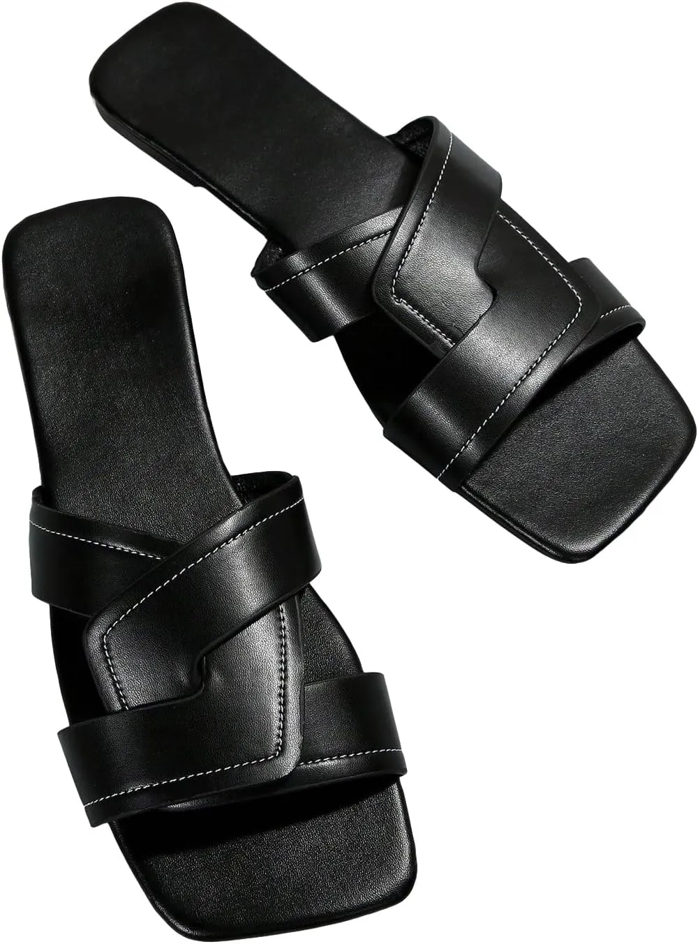 GORGLITTER H-Band Flat Sandals for Women Dressy Color Block Slides Twist Open Toe Summer Beach Vacation Sandals