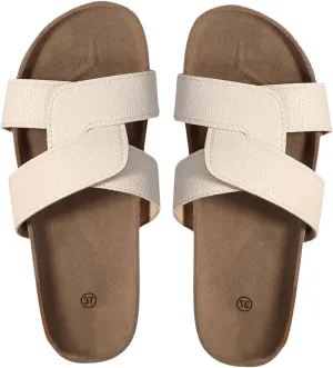 GORGLITTER Women's Twist Cross Band Slide Shoes Open Toe Casual Shoes Dressy Flat Sandals