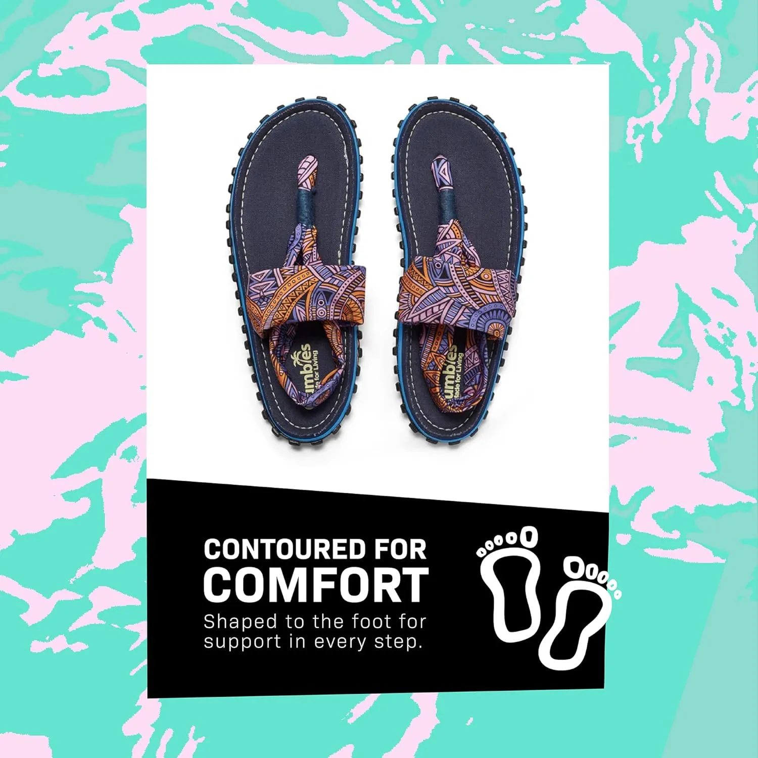 Gumbies Slingback Womens Flip Flops, with Supersoft Toe Post and Durable Recycled Rubber Sole - Comfort Guaranteed