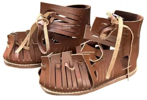 Handmade roman leather caligae Handmade leather caligae sandals Roman legion boots replica Leather lace-up sandals roman Dark brown New Historical reenactment footwear (US 12)