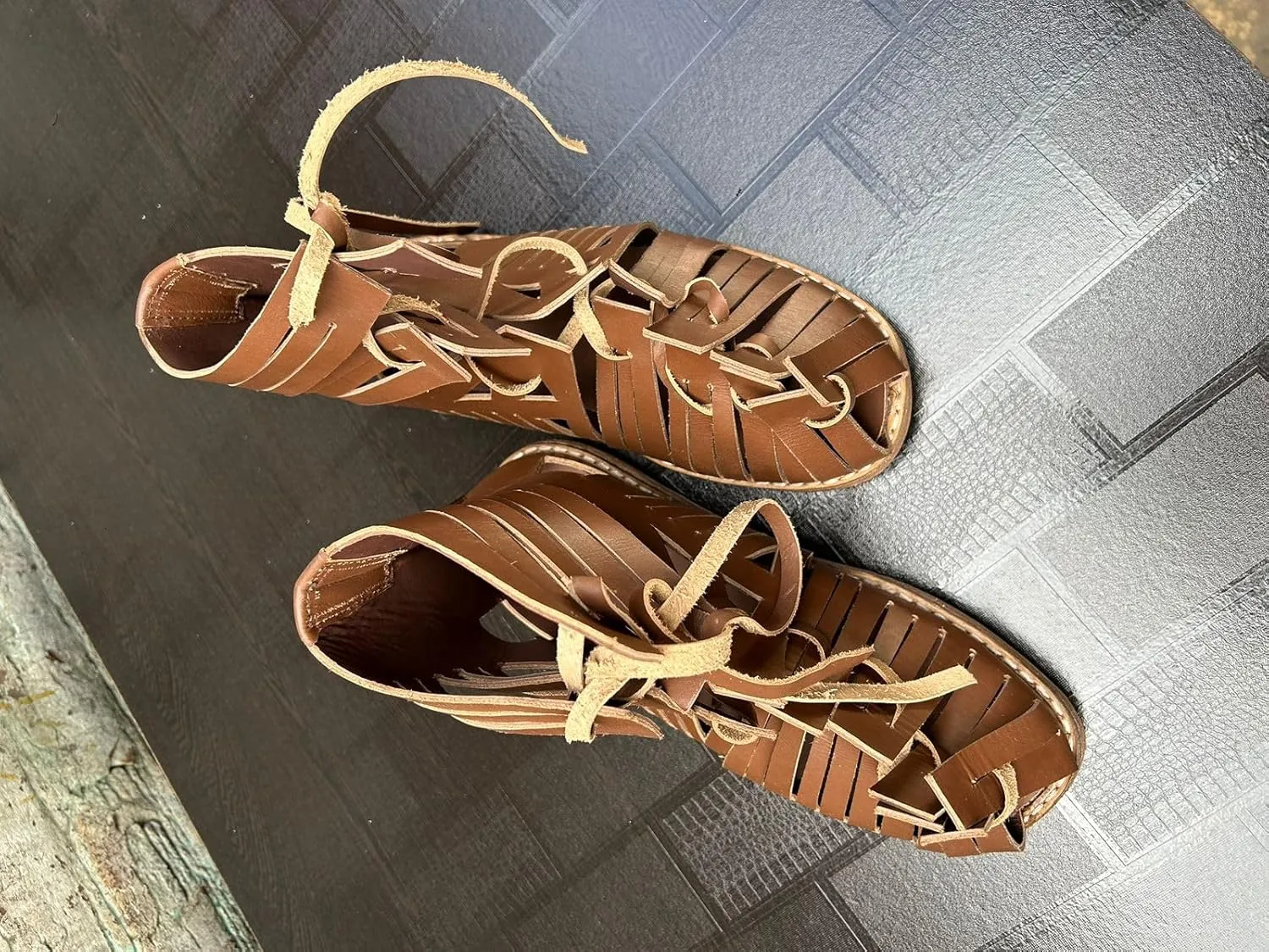 Handmade roman leather caligae Handmade leather caligae sandals Roman legion boots replica Leather lace-up sandals roman Dark brown New Historical reenactment footwear (US 12)