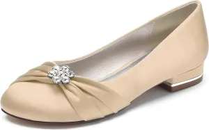 Hanfike Girls Womens Wedding Dress Flats Slip-on Formal Party Evening Shoes with Knot JY250
