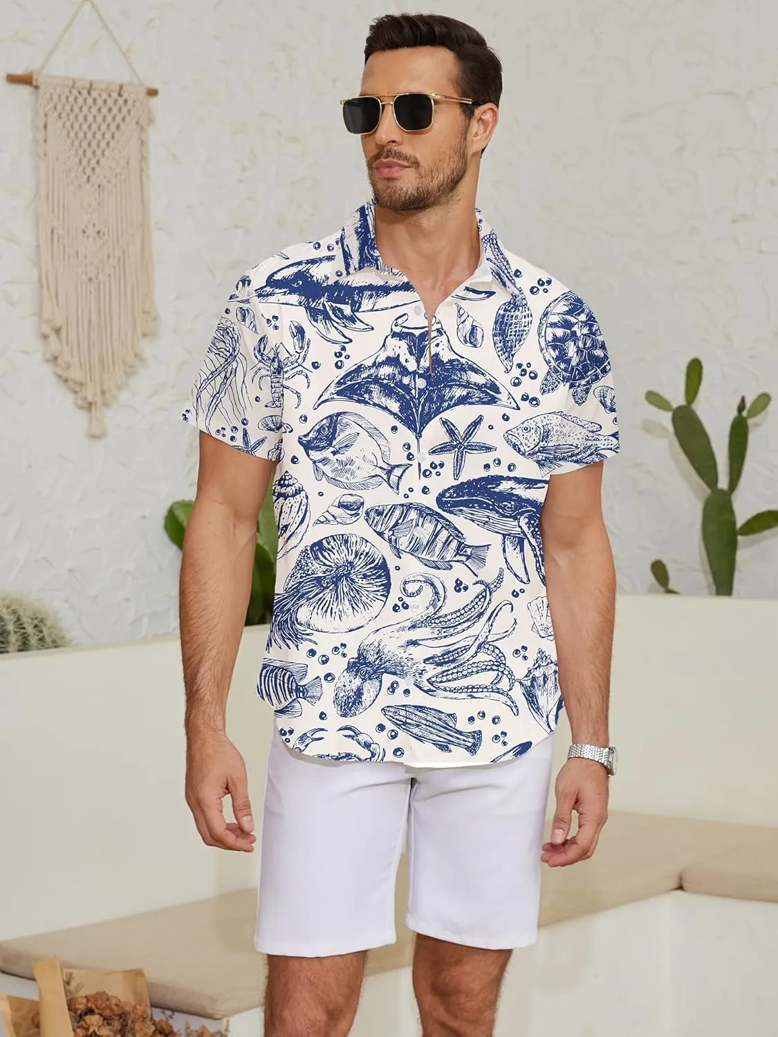 Hawaiian Shirts for Men Button Down Tropical Summer Beach Shirt