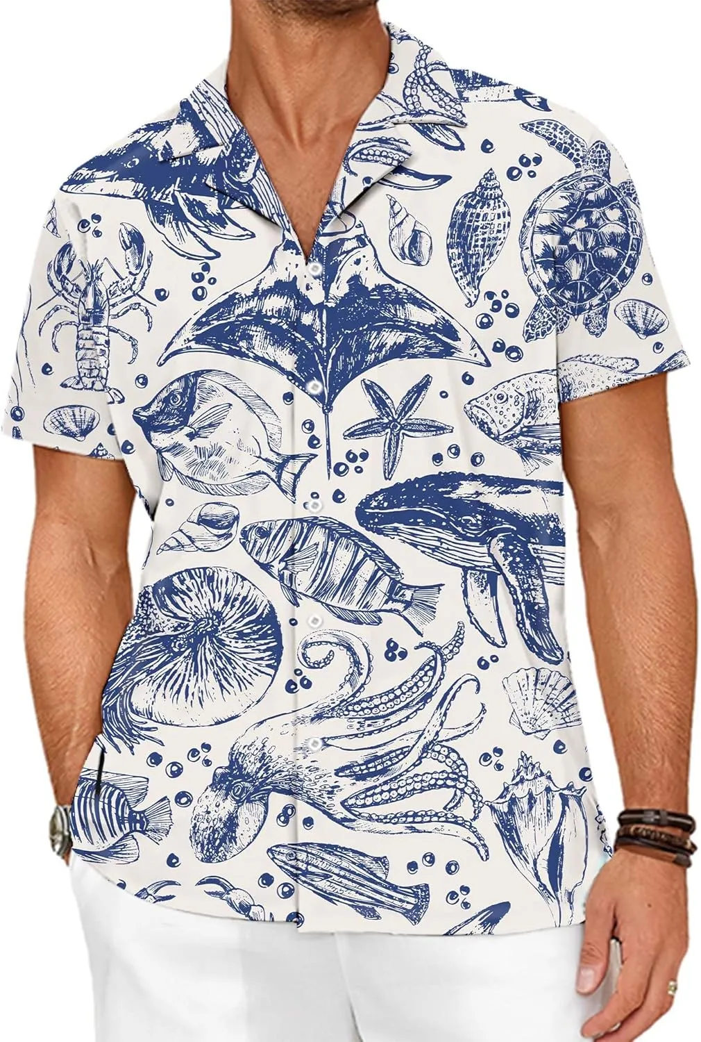 Hawaiian Shirts for Men Button Down Tropical Summer Beach Shirt