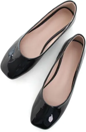Hee grand Classic Solid Square Toe Ballet Flats for Women Comfort Casual Flats Lightweight Slip on Loafers Suede Dress Shoes