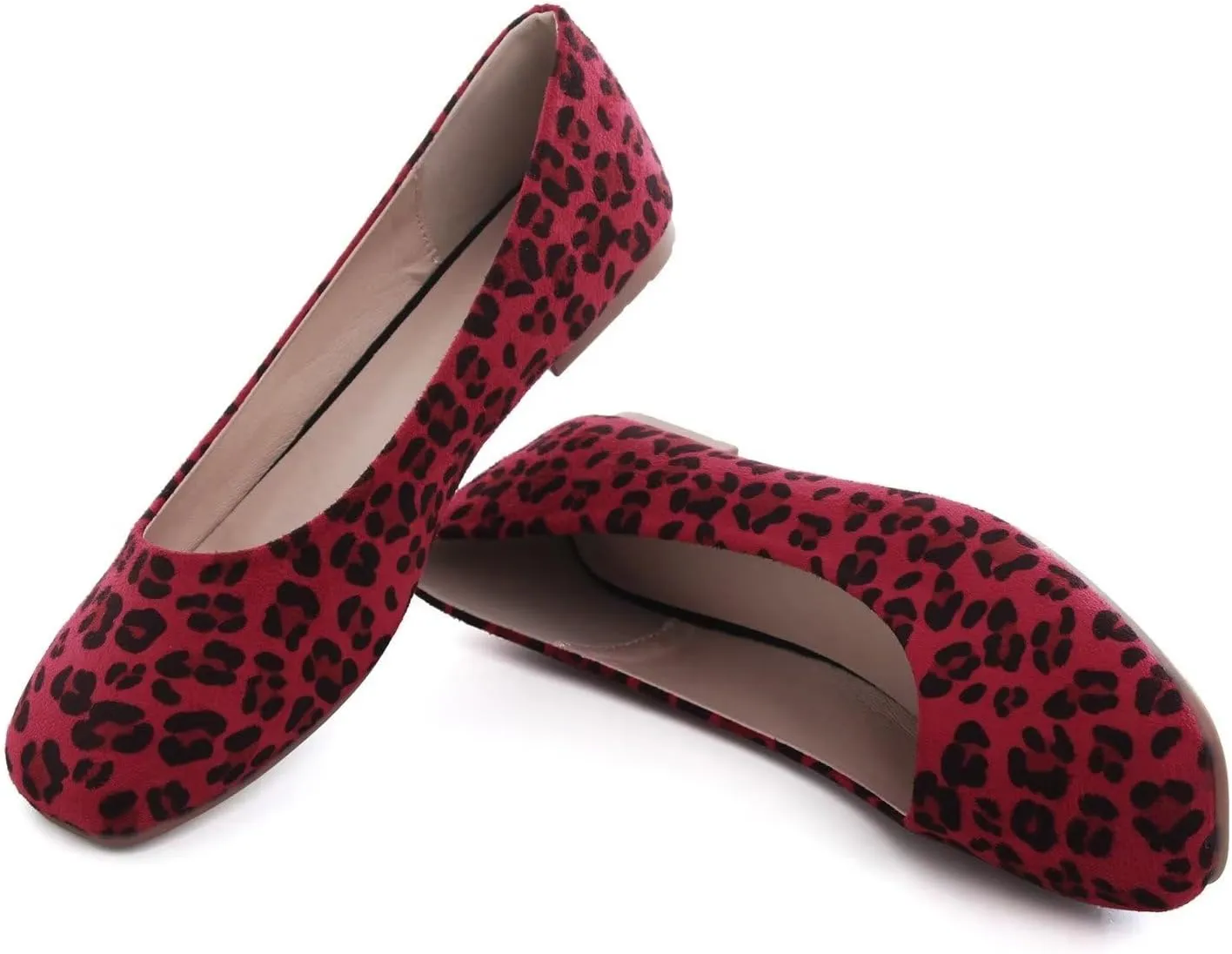 Hee grand Classic Solid Square Toe Ballet Flats for Women Comfort Casual Flats Lightweight Slip on Loafers Suede Dress Shoes