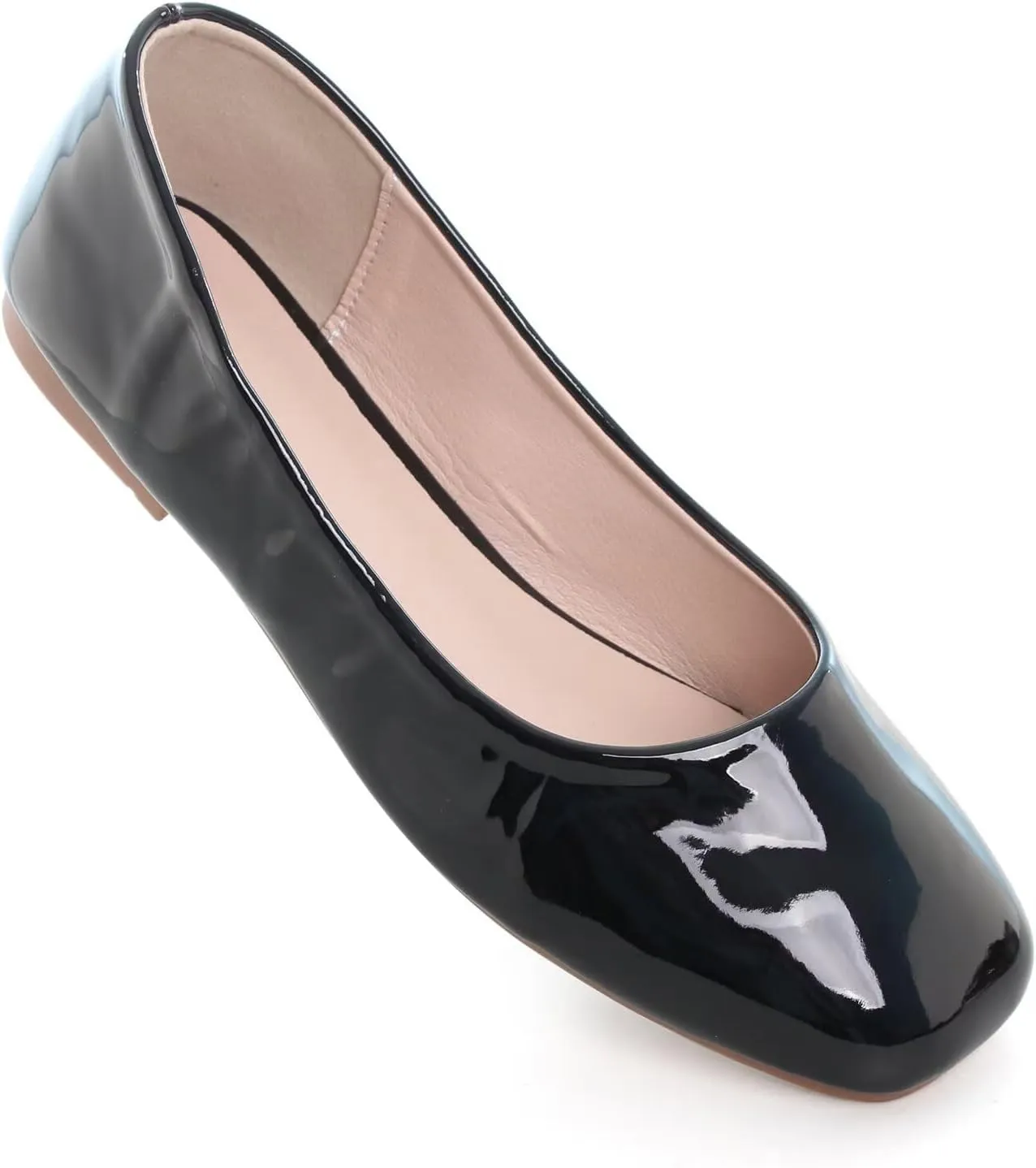 Hee grand Classic Solid Square Toe Ballet Flats for Women Comfort Casual Flats Lightweight Slip on Loafers Suede Dress Shoes