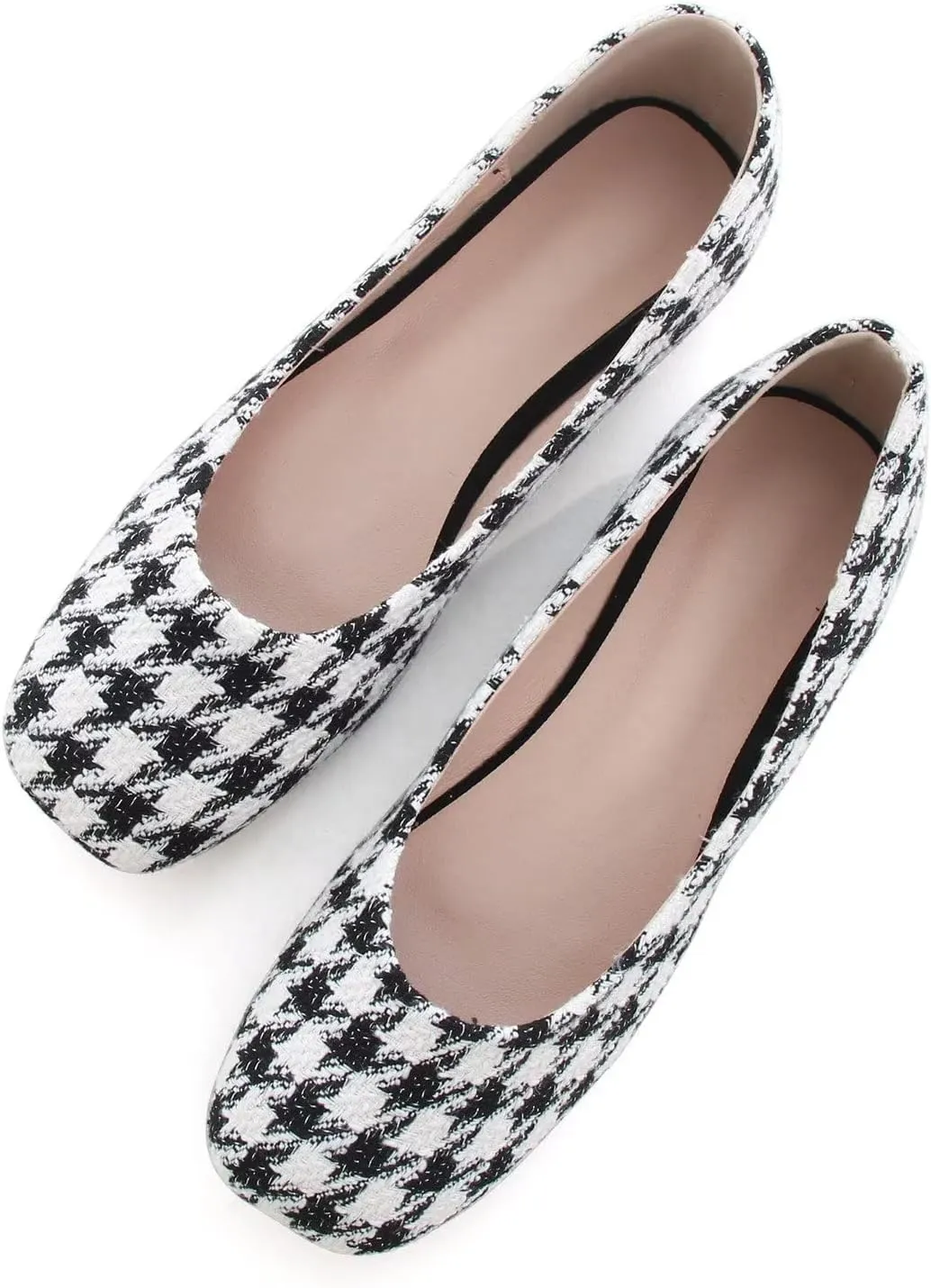 Hee grand Square Toe Ballet Flats for Women Rhinestones Chains Black Suede Dress Shoes Comfort Slip-On Loafers