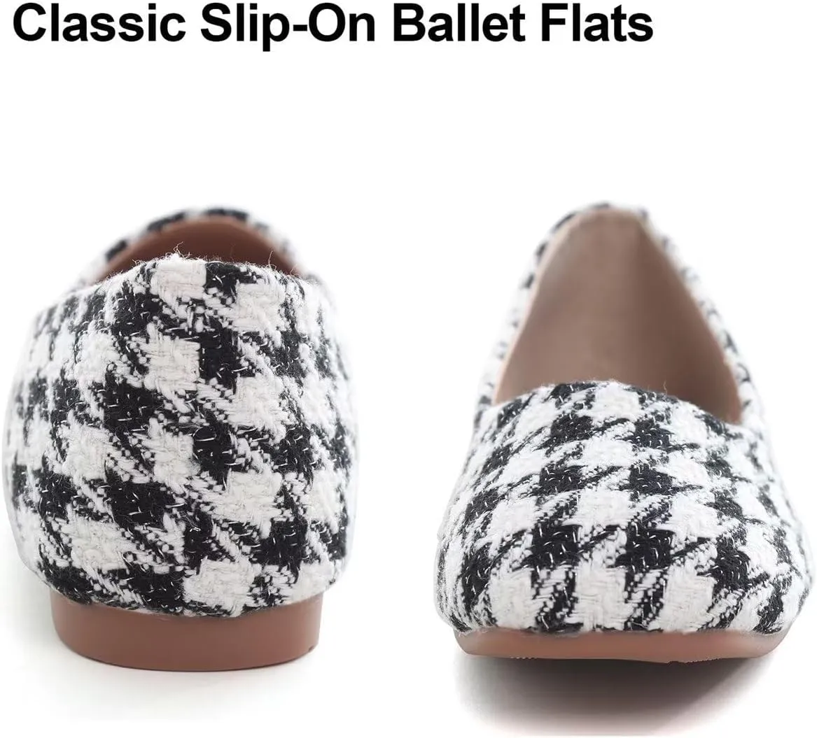 Hee grand Square Toe Ballet Flats for Women Rhinestones Chains Black Suede Dress Shoes Comfort Slip-On Loafers