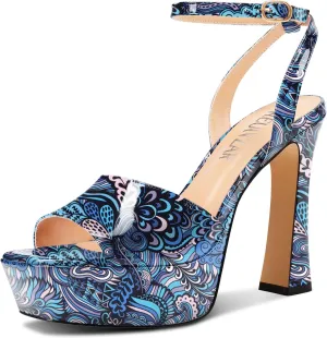 HEUIVZAR Womens Peep Open Square Toe Stiletto High Heel Ankle Strap Platform Sandals Prom Dress Shoes Patent Leather 4.7 Inches Heels