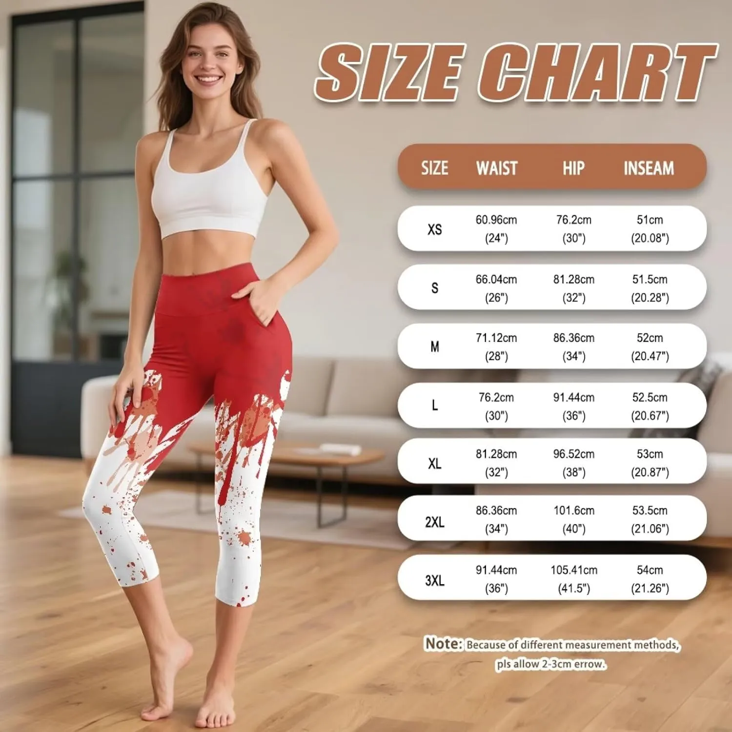 Irisjudy Women's Active Capri Leggings Terror Skull Yoga Pants with Pockets Gothic Rose Bat Stretchy Summer Workout Capris