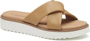 Johnston & Murphy Women’s Mitzi Knotted Slides, Leather Platform Shoes for Women, Wedge Slide Sandals