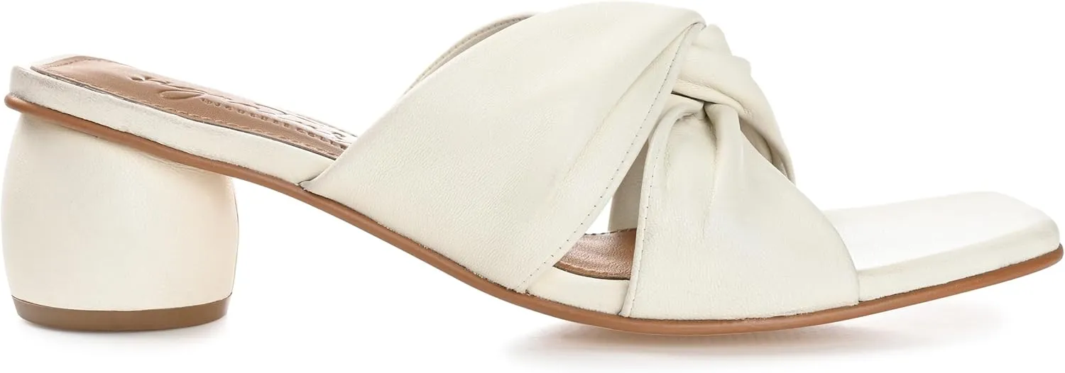 Journee Collection Signature Womens Genuine Leather Charlize Crisscross Twist Strap Sandals Slip On Round Heel Dress Shoe