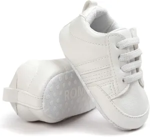 KIDSUN Infant Baby Boys Girls Sneaker Leather Soft Sole Anti-Slip Newborn Toddler White Casual Shoes First Walker Crib Shoes