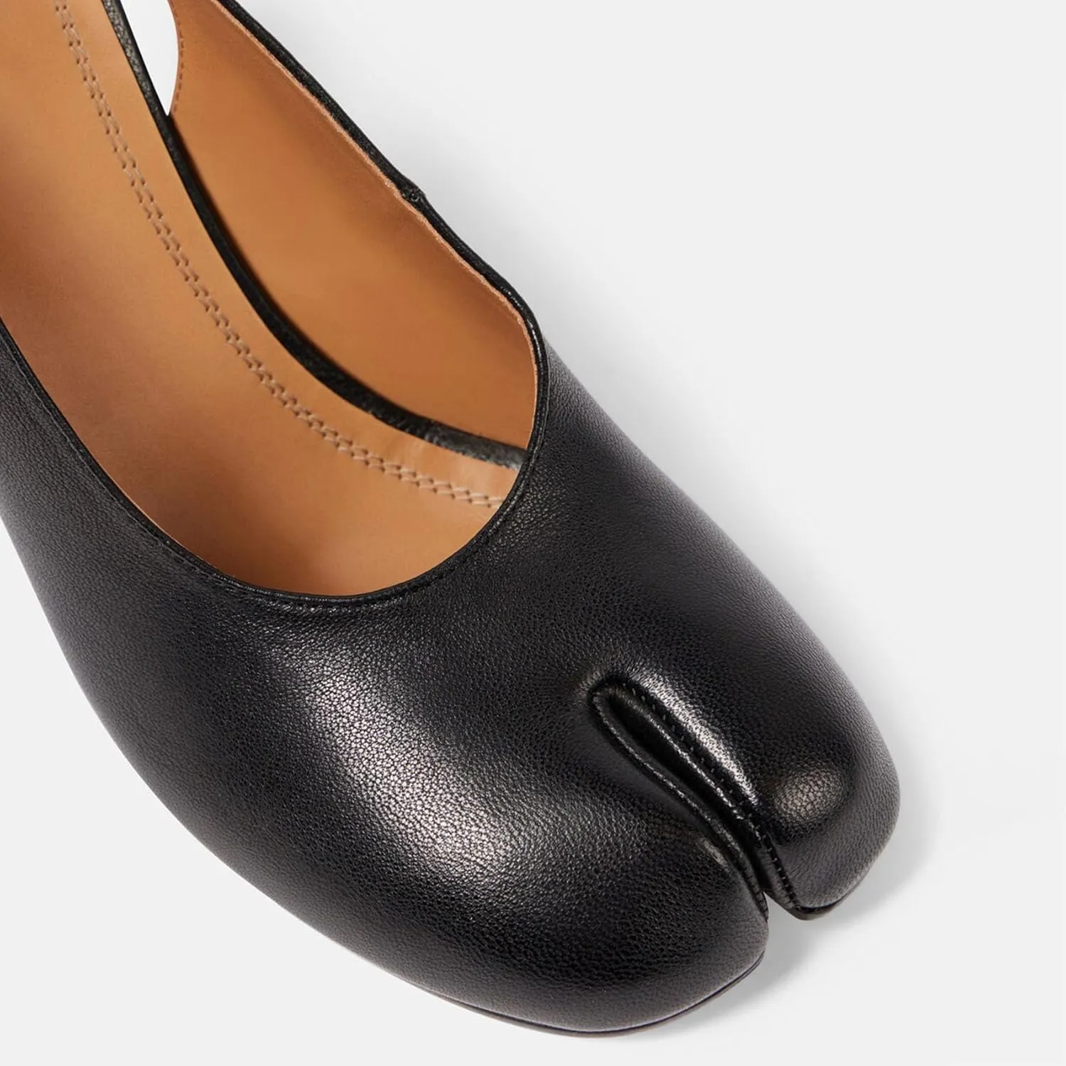 KOKOMOMO Black Split Toe Slingback Heels for Women Japanese Tabi Shoes Cylindrical Block Heels Pumps Chunky Heel Office Wedding Party Dress Shoes