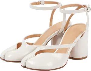 KOKOMOMO Split Toe Chunky Heels for Women Japanese Tabi Shoes Cylindrical Block High Heels Pumps Ankle Strap Buckled Wedding Party Dress Shoes