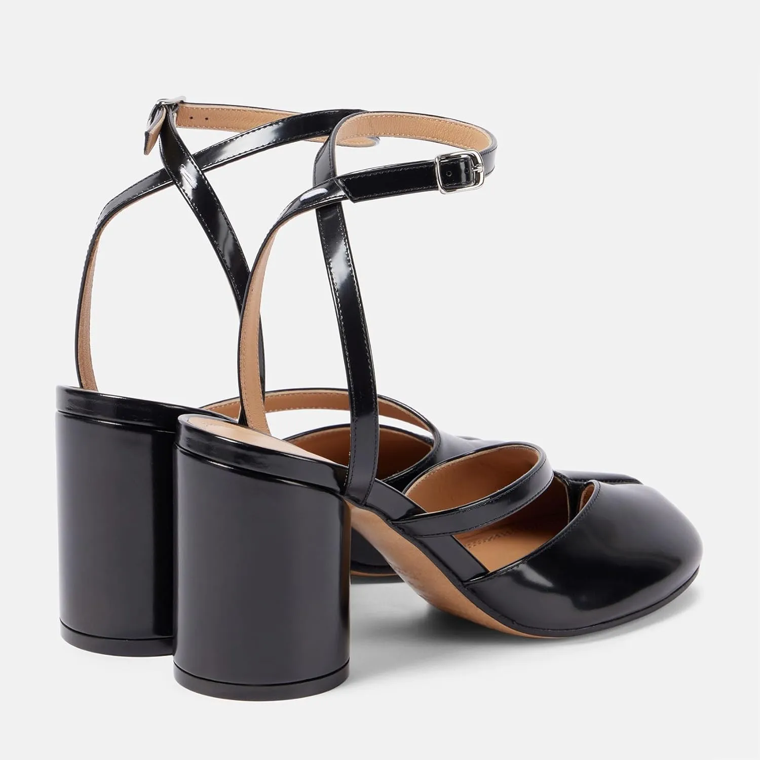 KOKOMOMO Split Toe Chunky Heels for Women Japanese Tabi Shoes Cylindrical Block High Heels Pumps Ankle Strap Buckled Wedding Party Dress Shoes