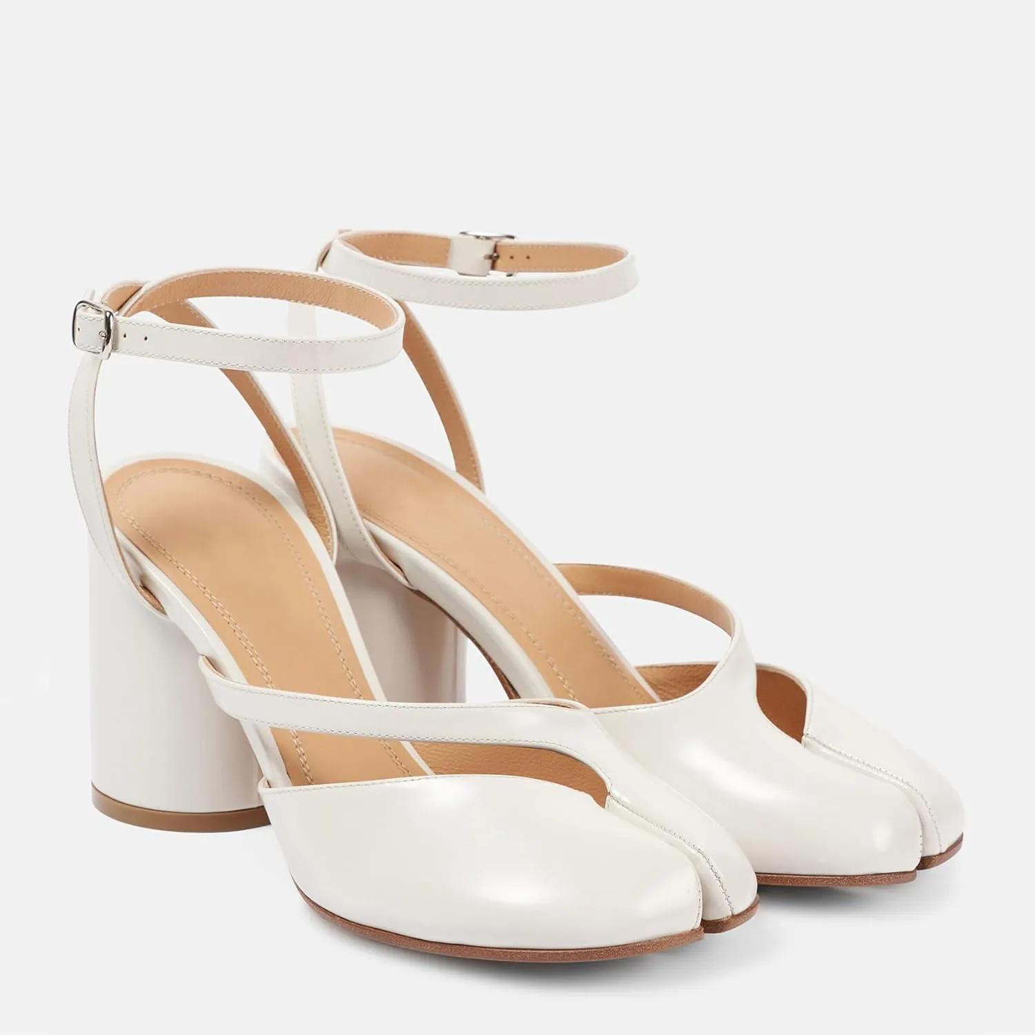 KOKOMOMO Split Toe Chunky Heels for Women Japanese Tabi Shoes Cylindrical Block High Heels Pumps Ankle Strap Buckled Wedding Party Dress Shoes