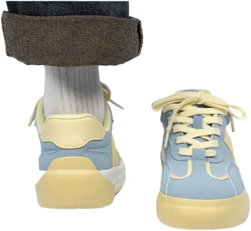 Korean Chunky Creamy Sneakers, Kawaii Anime Style, Cloud Sole Breathable Cute White Shoes with Hidden Heel Lift Outfit for Travel, Trendy Gift for Daughter