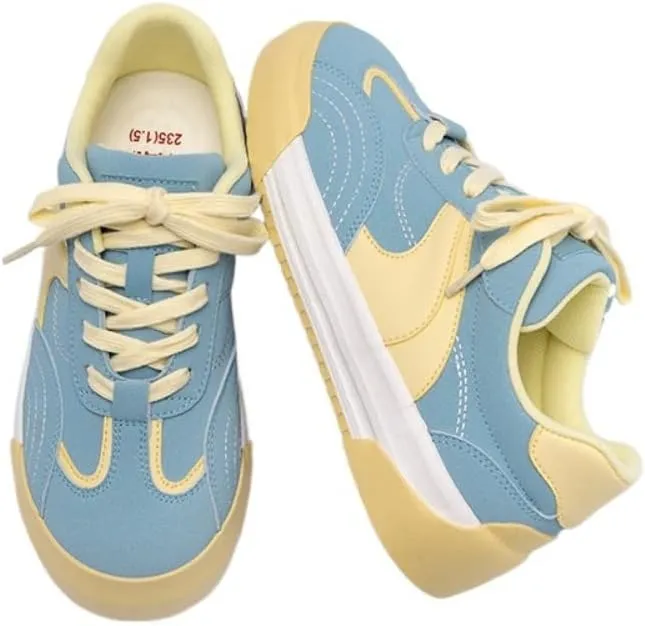Korean Chunky Creamy Sneakers, Kawaii Anime Style, Cloud Sole Breathable Cute White Shoes with Hidden Heel Lift Outfit for Travel, Trendy Gift for Daughter