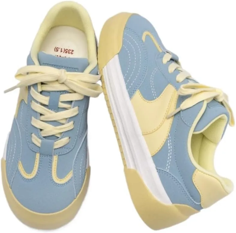 Korean Chunky Creamy Sneakers, Kawaii Anime Style, Cloud Sole Breathable Cute White Shoes with Hidden Heel Lift Outfit for Travel, Trendy Gift for Daughter